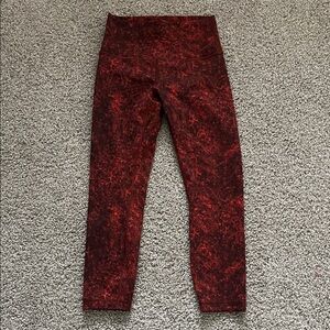 Lululemon Autumn Red Wunder Train HR Crop 23" Size 6